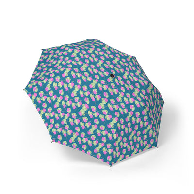 High John, Hey! Foldable Umbrella - Compact Semi-Automatic Rain Parasol with Colorful Petal Print