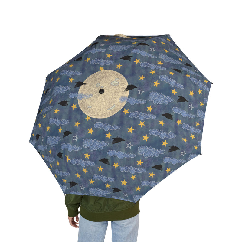An Idea Of Clouds Travel Umbrella - Night Sky Moon & Stars Foldable Umbrella