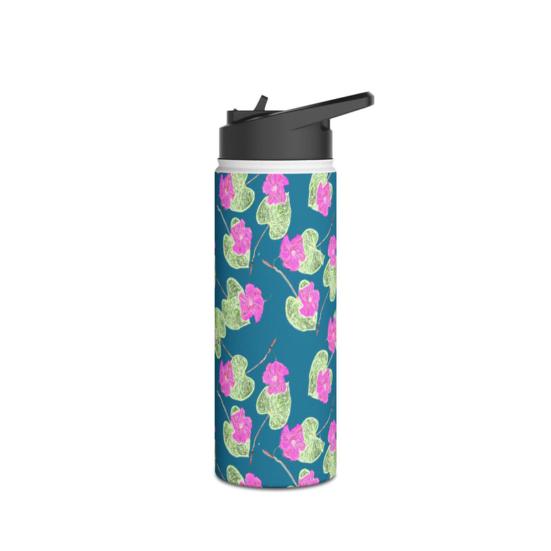 High John, Hey! Slender Water Bottle — Pink Flower Pattern Stainless Steel Bottle