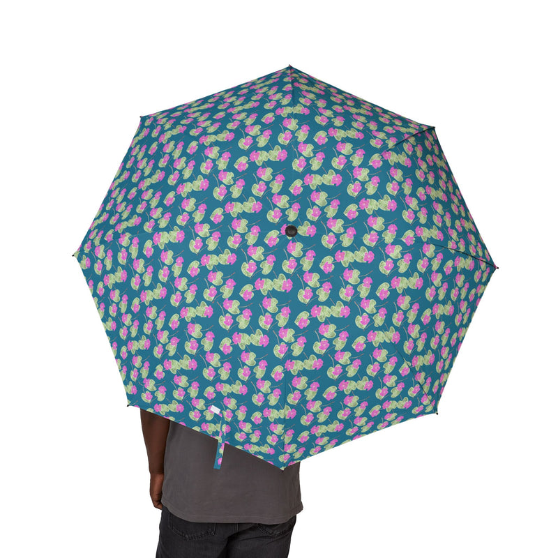 High John, Hey! Foldable Umbrella - Compact Semi-Automatic Rain Parasol with Colorful Petal Print