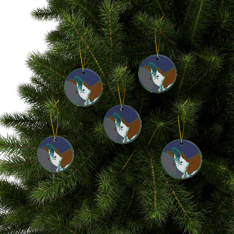 Full Moon Rising Ceramic Ornament | Black Lunar Decor