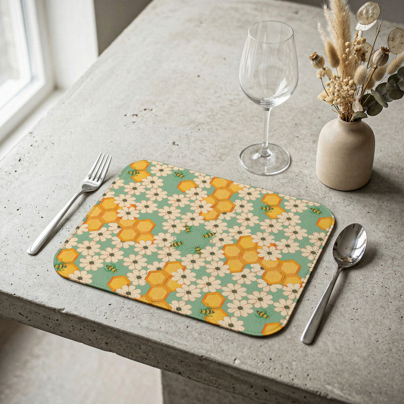 Success's Sweet Sting Leather Placemat — Daisies & Bees