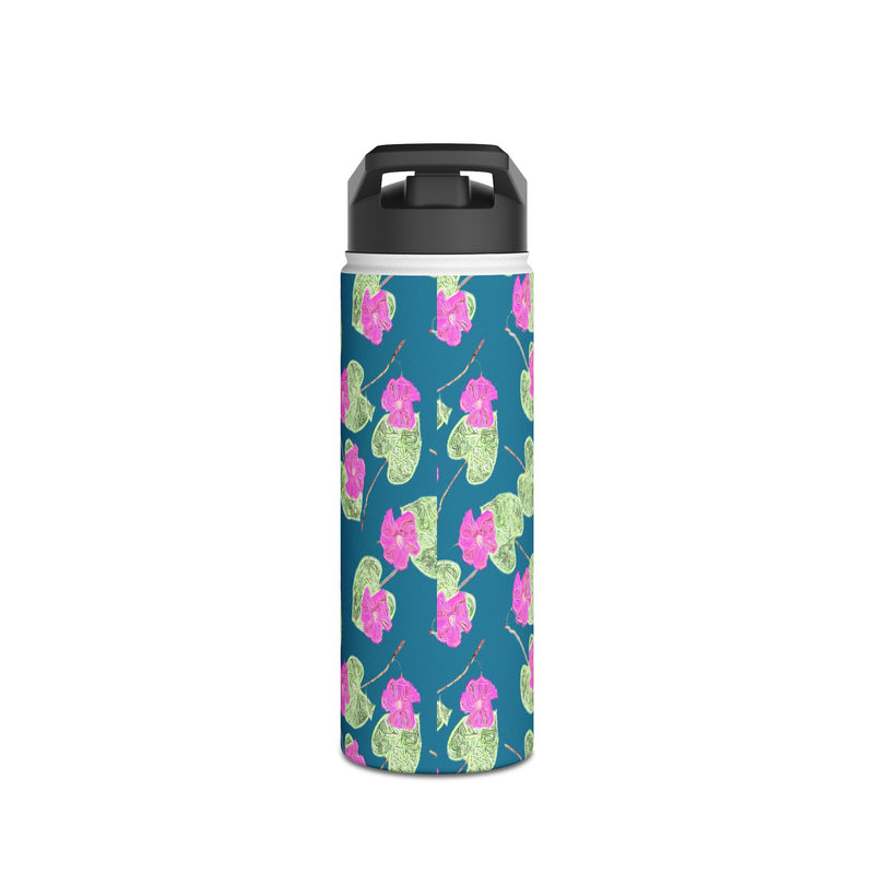 High John, Hey! Slender Water Bottle — Pink Flower Pattern Stainless Steel Bottle