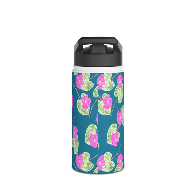 High John, Hey! Slender Water Bottle — Pink Flower Pattern Stainless Steel Bottle