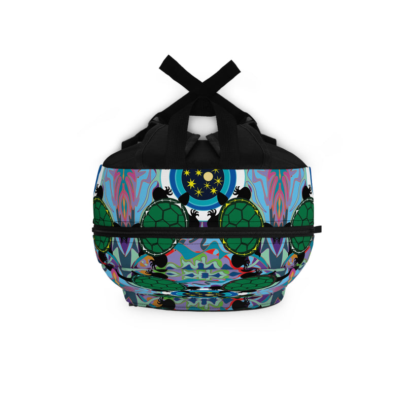 Interdimensional Council Backpack — Colorful Psychedelic Sea Turtle Pattern
