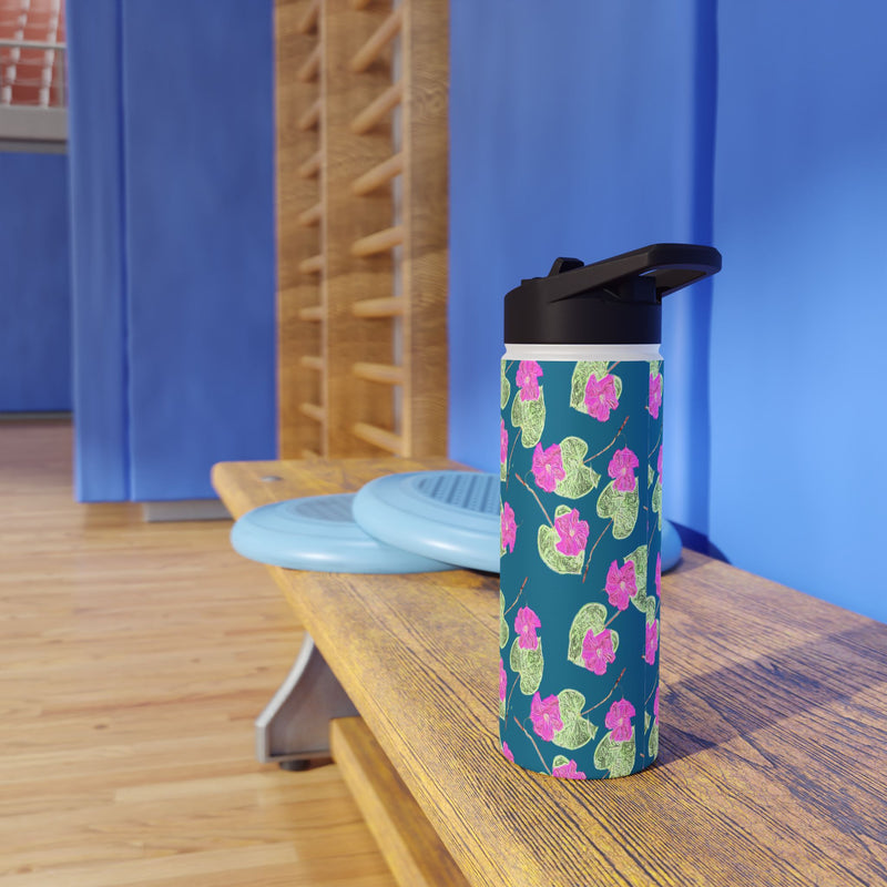 High John, Hey! Slender Water Bottle — Pink Flower Pattern Stainless Steel Bottle