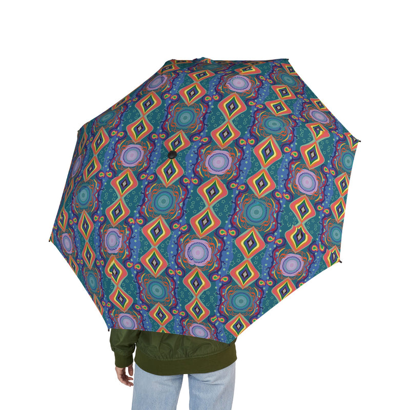 Bona Mod Foldable Umbrella — Colorful Geometric Boho Pattern