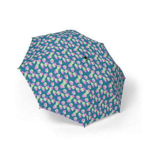 High John, Hey! Foldable Umbrella - Compact Semi-Automatic Rain Parasol with Colorful Petal Print