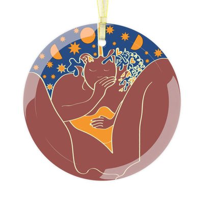 She Dreams Glass Ornament | Black Queer Art