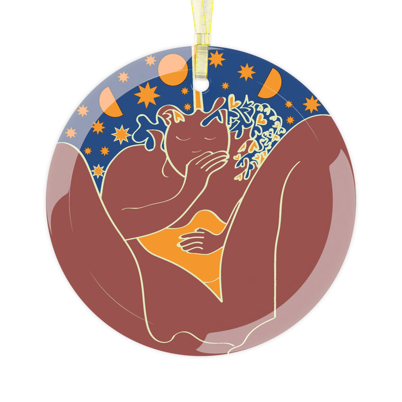 She Dreams Glass Ornament | Black Queer Art