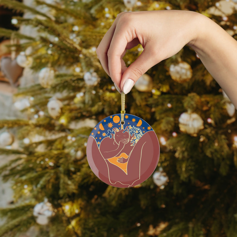 She Dreams Glass Ornament | Black Queer Art