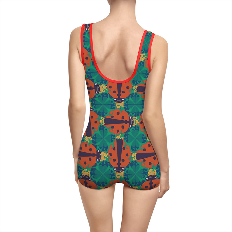 Ladybird Luck Gender Neutral Swimsuit — Vintage Ladybug Pattern