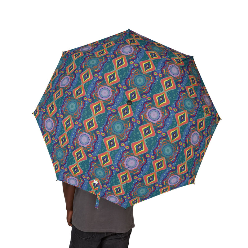 Bona Mod Foldable Umbrella — Colorful Geometric Boho Pattern