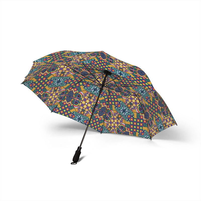 Chaos Iz Liberation Compact Foldable Umbrella — Colorful Geometric Pattern, Semi-Automatic Travel Umbrella
