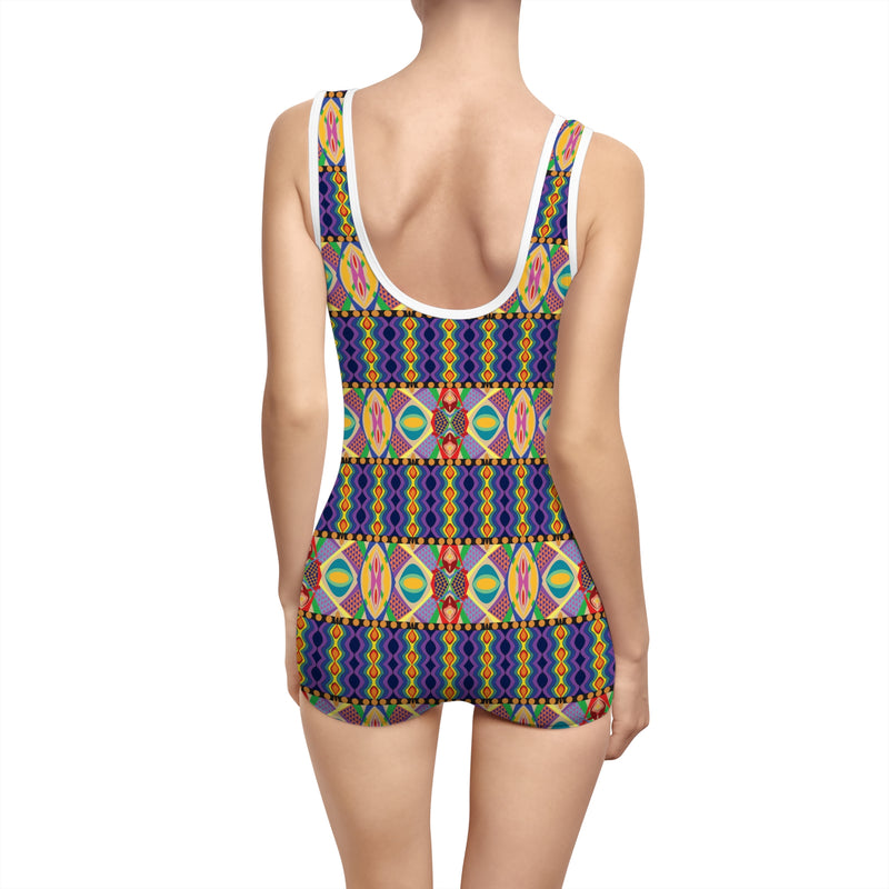 Pride Ain't Playin Gender Neutral Swimsuit — Retro Colorful Afrocentric Pattern
