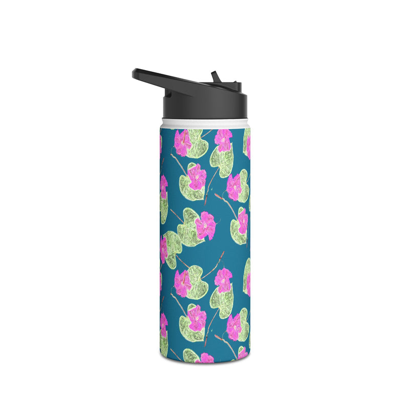 High John, Hey! Slender Water Bottle — Pink Flower Pattern Stainless Steel Bottle