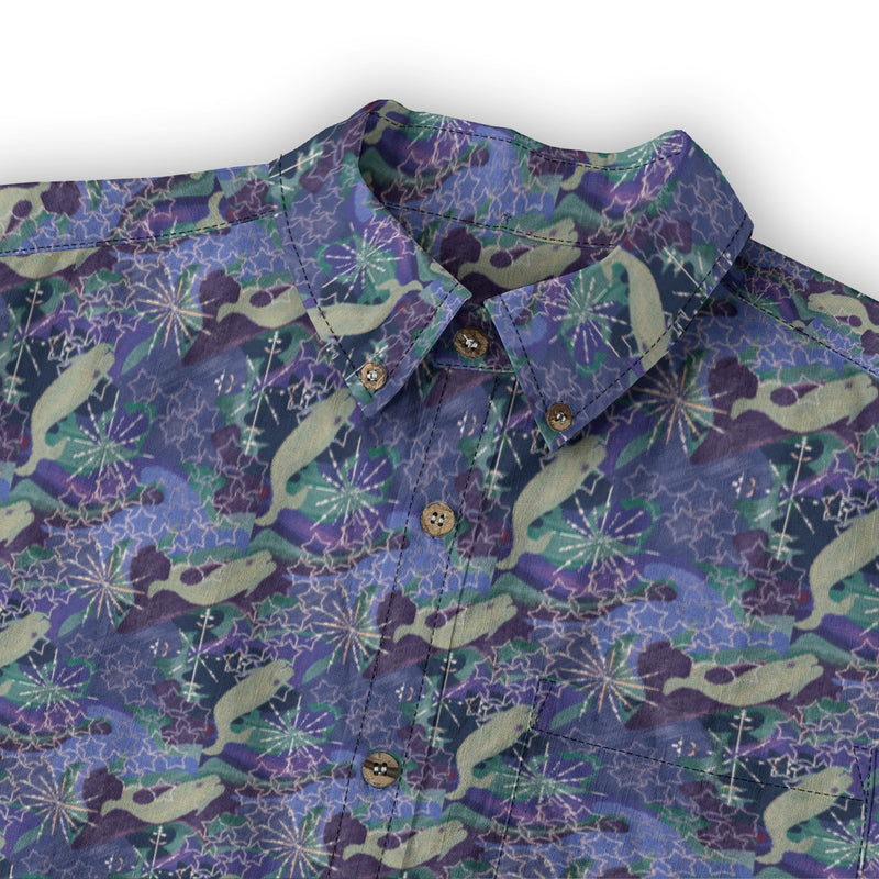 Space Whales & Snowflakes Cotton Dress Shirt