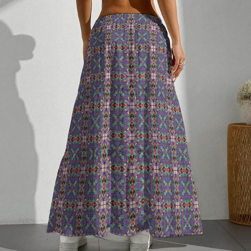 Immortal Life Of Pussyflowers Tiered Boho Maxi Skirt