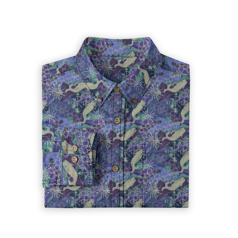 Space Whales & Snowflakes Cotton Dress Shirt