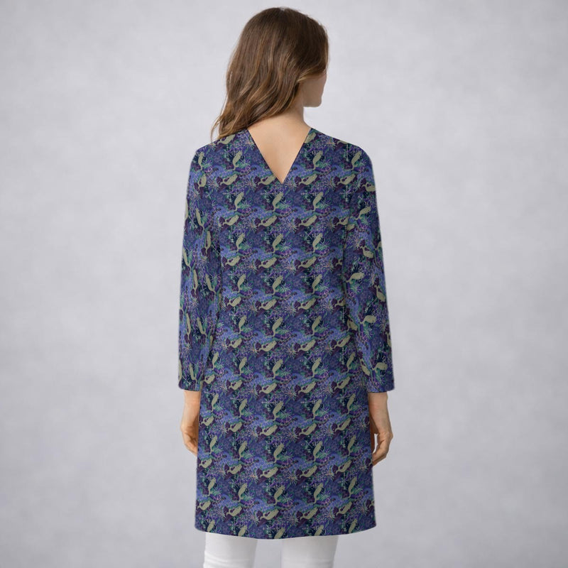 Space Whales & Snowflakes Mid‑Length Duster