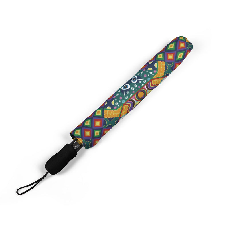 Chaos Iz Liberation Compact Foldable Umbrella — Colorful Geometric Pattern, Semi-Automatic Travel Umbrella