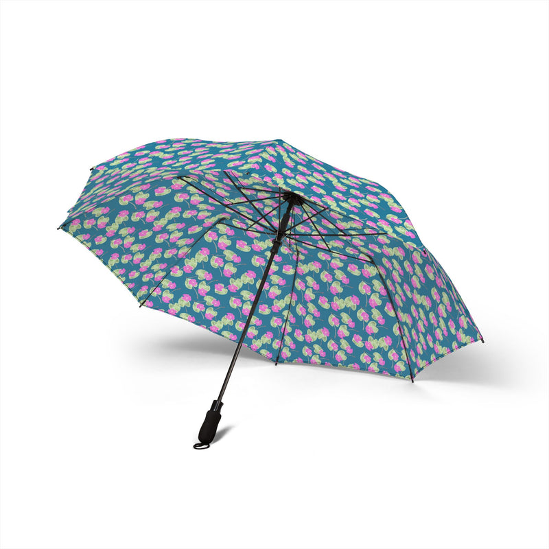 High John, Hey! Foldable Umbrella - Compact Semi-Automatic Rain Parasol with Colorful Petal Print