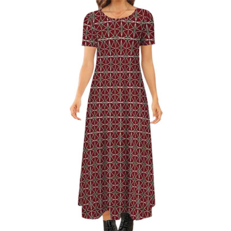Break A Watermelon  Crew Neck Short Sleeve Maxi Dress