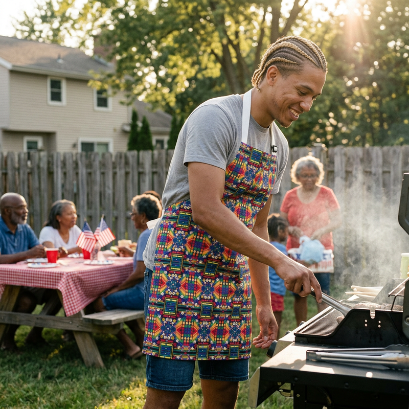 PoMo RetroAfroHomo Apron — Vibrant Queer Apron