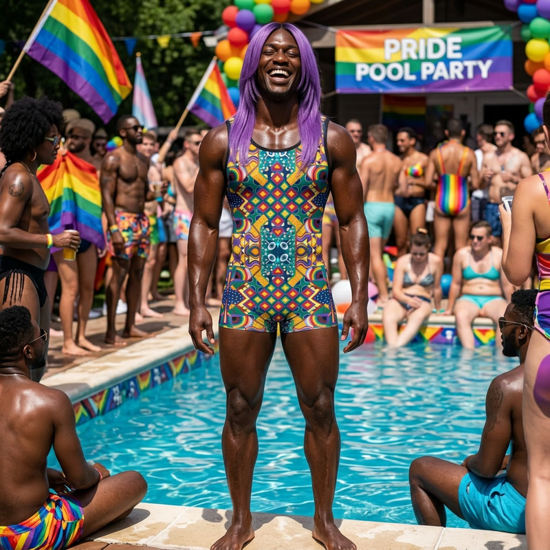 Chaos Iz Liberation Gender Neutral Swimsuit — Colorful Retro Geometric