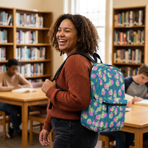 High John, Hey! Backpack — Teal, Pink & Green Patterned School Bag