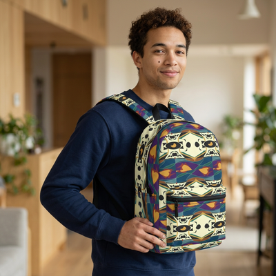 Spider Granma's Love Village Backpack — Colorful Abstract Print