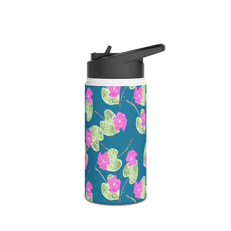 High John, Hey! Slender Water Bottle — Pink Flower Pattern Stainless Steel Bottle