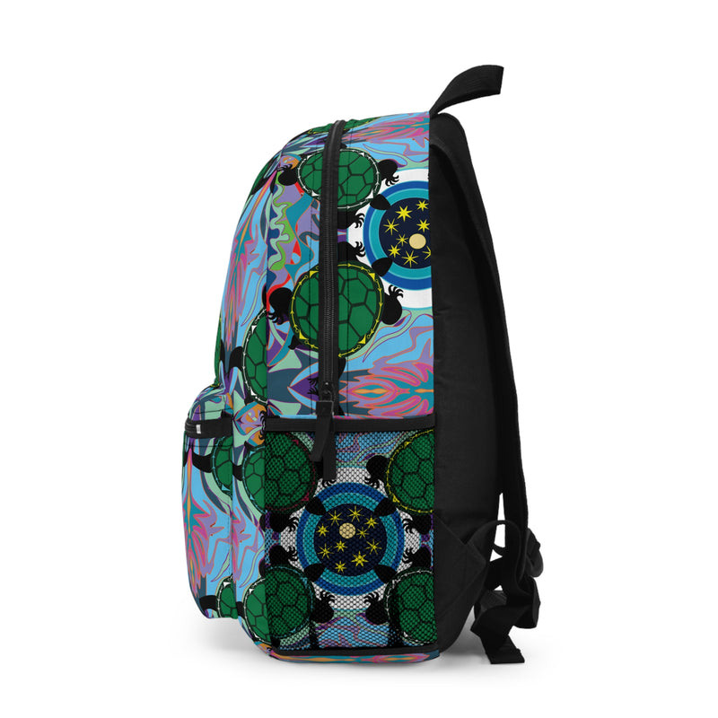 Interdimensional Council Backpack — Colorful Psychedelic Sea Turtle Pattern