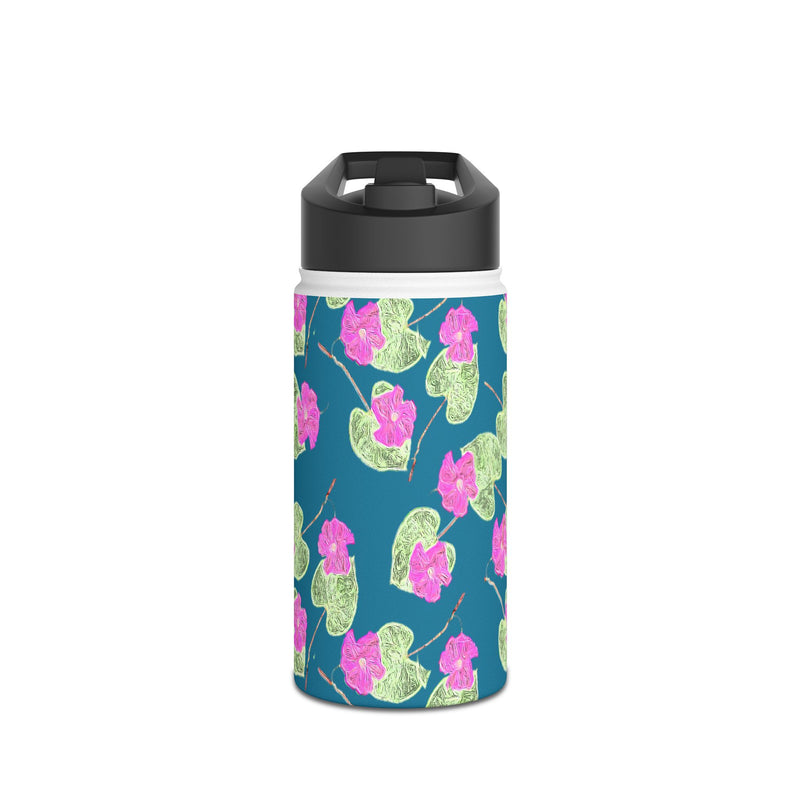 High John, Hey! Slender Water Bottle — Pink Flower Pattern Stainless Steel Bottle