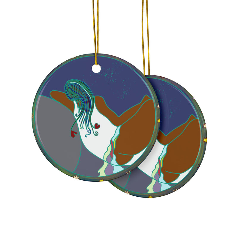 Full Moon Rising Ceramic Ornament | Black Lunar Decor