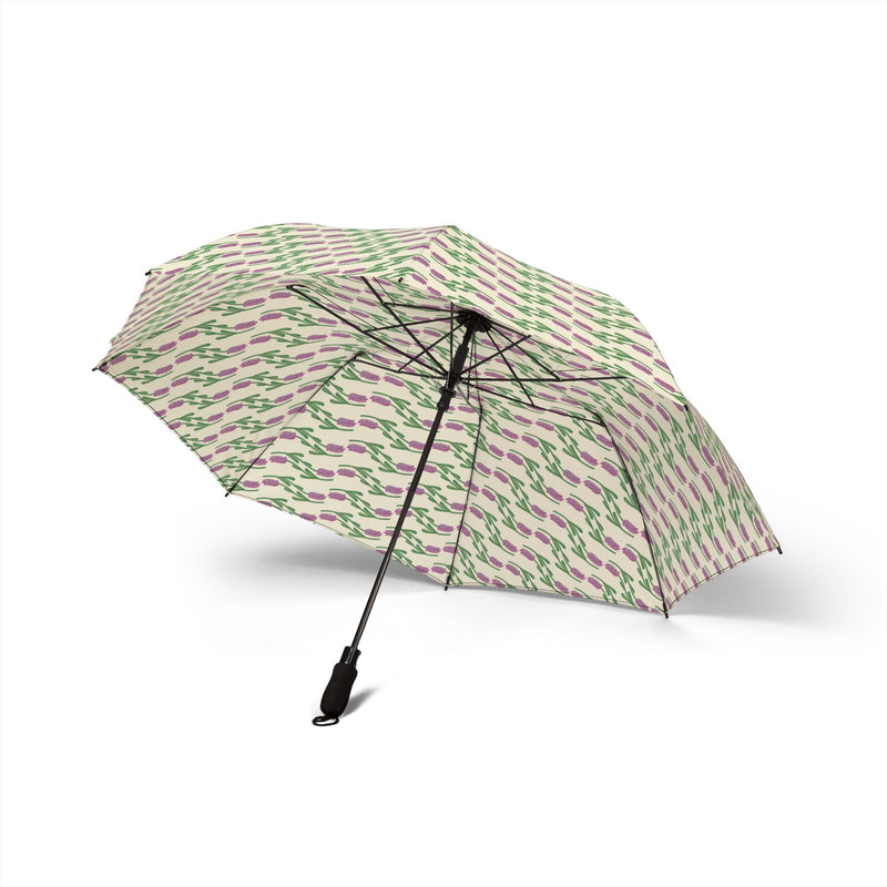 A Touch Of Lavender Foldable Umbrella —  Floral Geometric Pattern, Semi-Automatic Compact Rain Umbrella