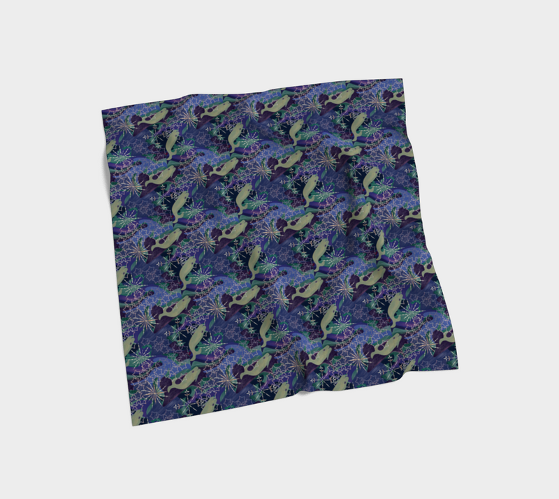 Space Whales & Snowflakes Silk Square