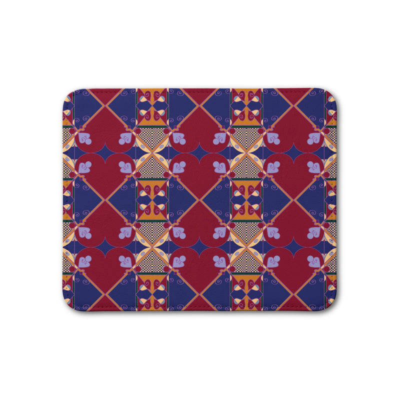 Ujamaa Leather Placemat — Boho Geometric (Red & Navy)