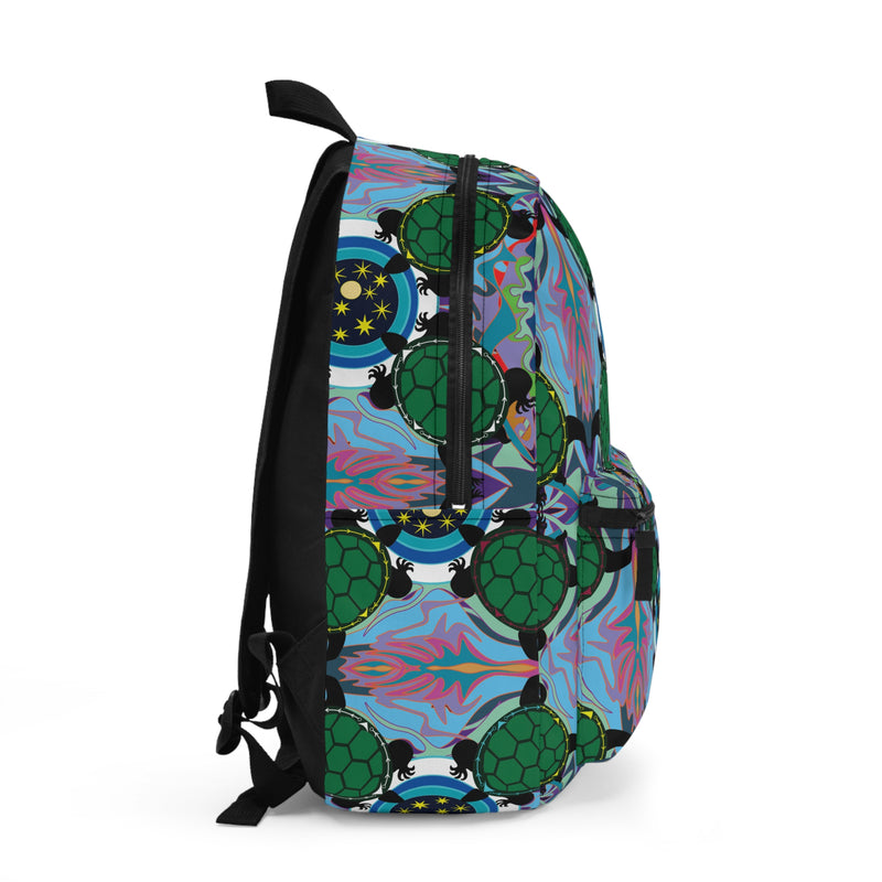 Interdimensional Council Backpack — Colorful Psychedelic Sea Turtle Pattern