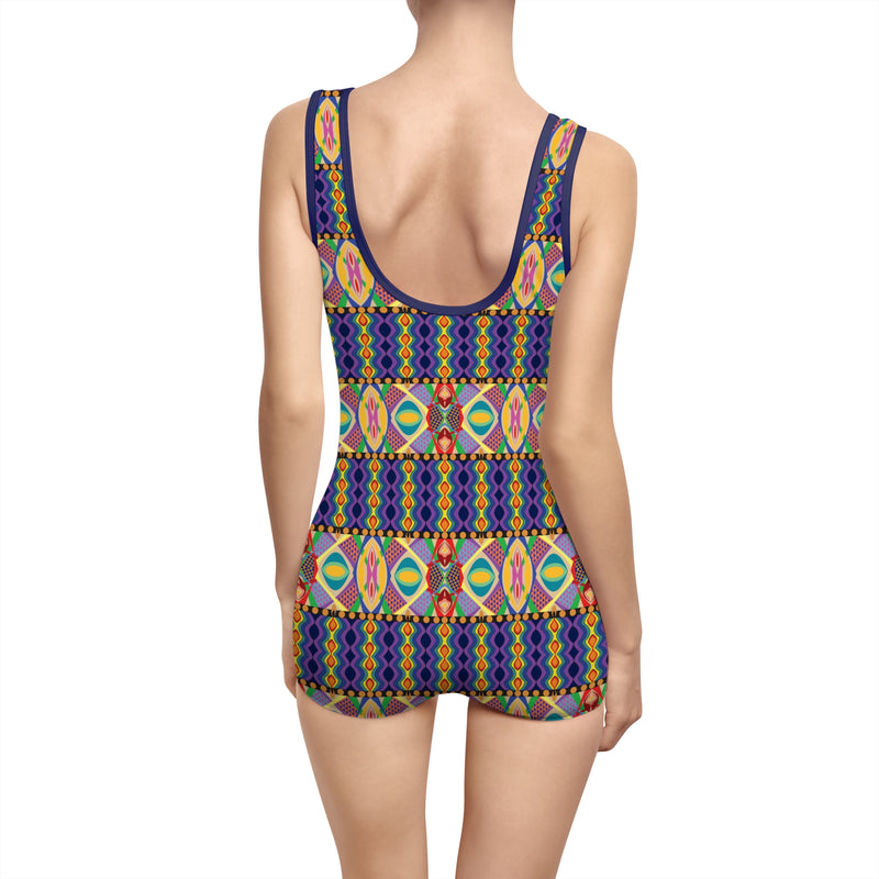 Pride Ain't Playin Gender Neutral Swimsuit — Retro Colorful Afrocentric Pattern