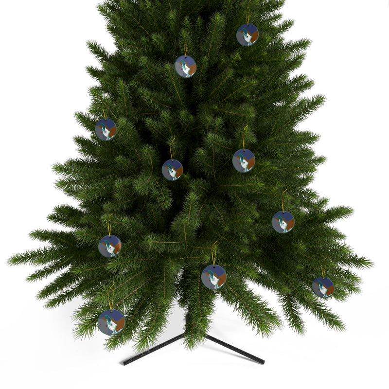 Full Moon Rising Ceramic Ornament | Black Lunar Decor