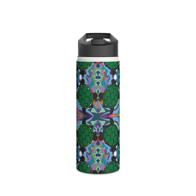 Interdimensional Council Stainless Steel Slender Water Bottle — Colorful Psychedelic Sea Turtle