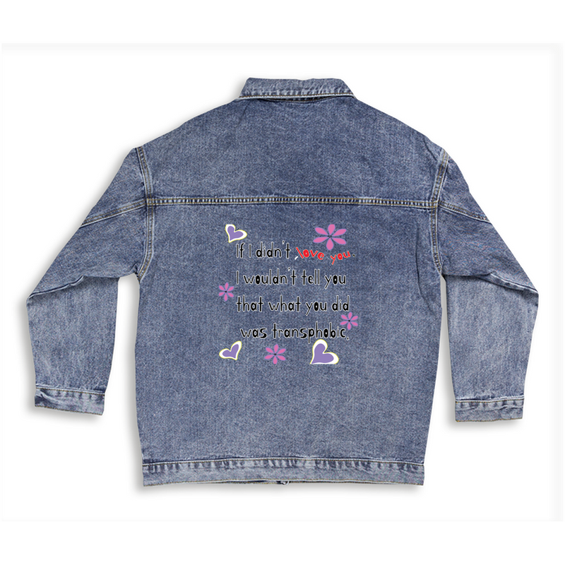 Love Wins (Anti-Transphobia) Denim Jacket | Queer Art & Pride