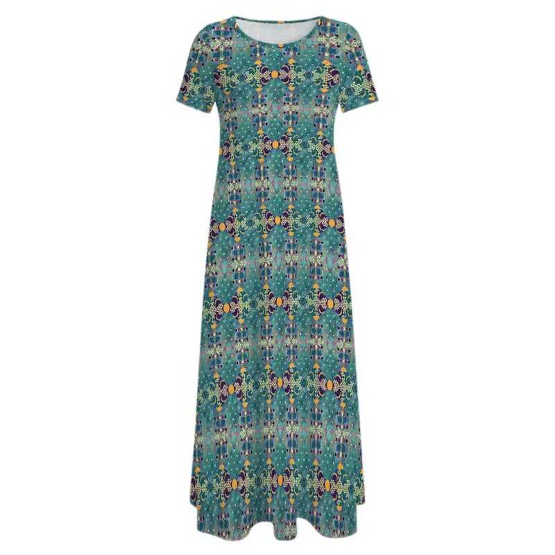 Aqua De Luna Crew Neck Short Sleeve Maxi Dress