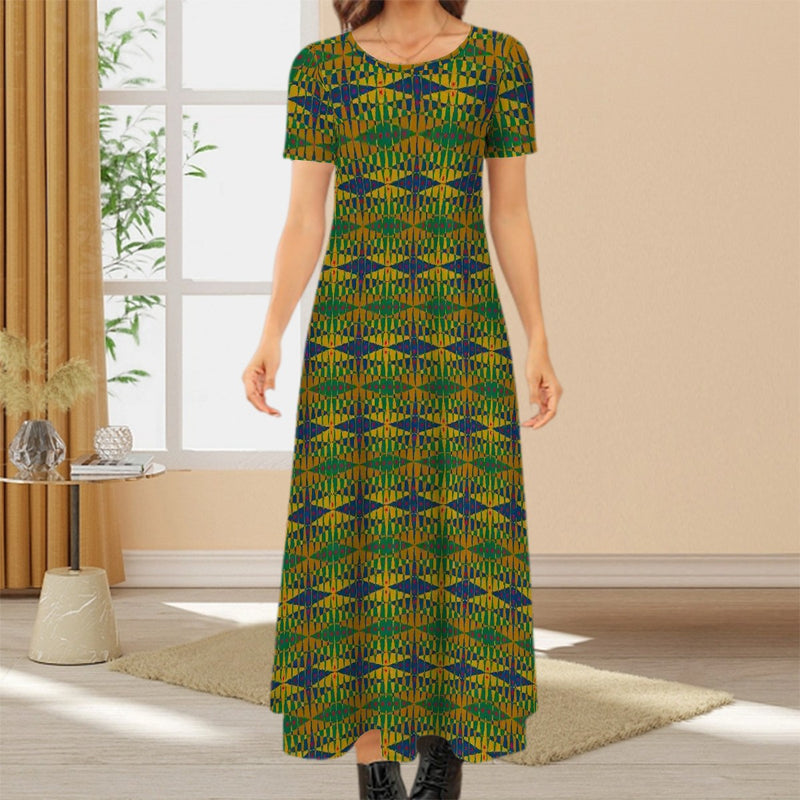 Pitti Pat To Market Crew Neck Short Sleeve Maxi Dress