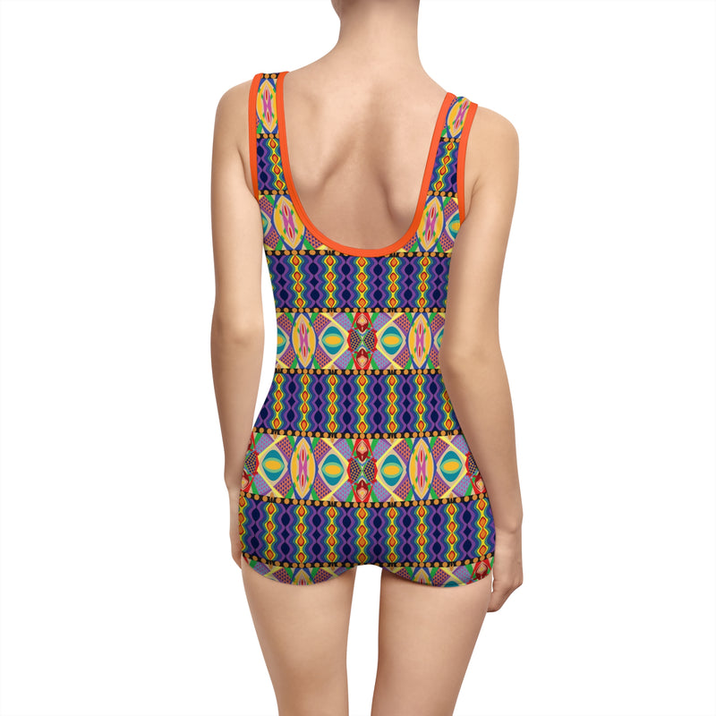 Pride Ain't Playin Gender Neutral Swimsuit — Retro Colorful Afrocentric Pattern