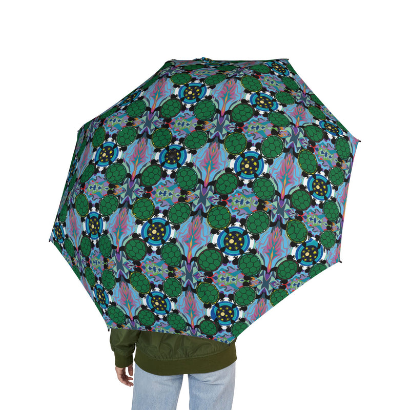 Interdimensional Council Umbrella - Compact Foldable Psychedelic Turtle Umbrella