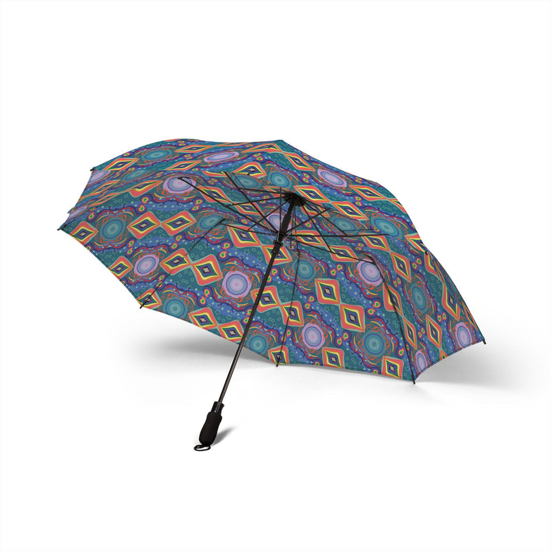 Bona Mod Foldable Umbrella — Colorful Geometric Boho Pattern