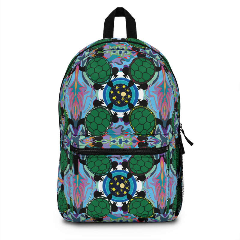 Interdimensional Council Backpack — Colorful Psychedelic Sea Turtle Pattern