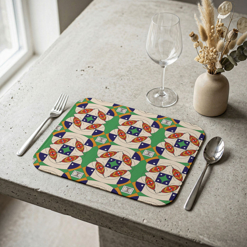 Umoja Leather Placemat - Afrocentric Geometric Retro
